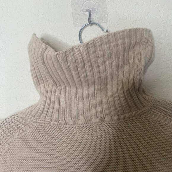 J.Crew Chunky Wool Blend Turtleneck Sweater Womens L Beige Tan Knit Neutral Mini - Picture 5 of 12